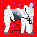 Doctors in protective overalls. Vector image of a group of people in protective suits.